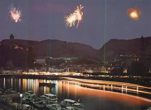 Germany Weinstadt Cochem a.d Mosel fireworks nocturnal view
