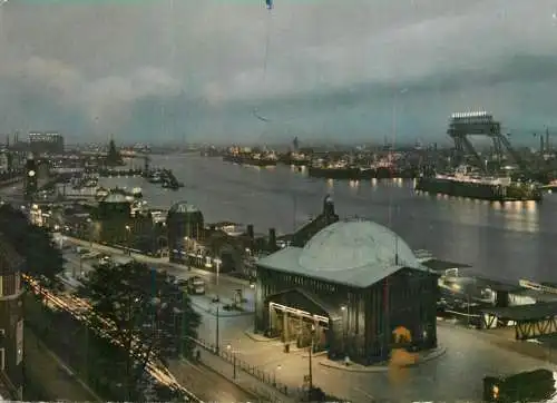 Germany Hamburg Elbtunnel und St Pauli Landungsbrucken panorama