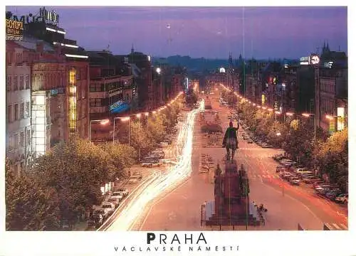 Czech Republic Prague Wenceslas Square night view