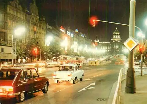 Czech Republic Prague New Town Wenceslas Square Commercial Center night view