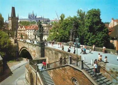 Czech Republic Prague Charles Bridge & Little Town Bridge Tower