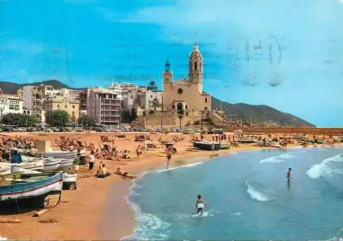 Spain Costa Dorada Sitges playa e iglesia