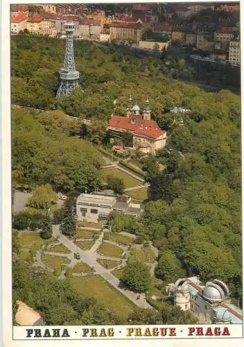Czech Republic Prague Petrin outlook tower & Stefanik observatory aerial view
