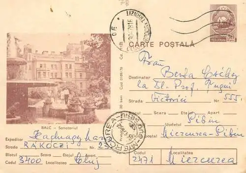 Romania postal stationery Balc - Sanatoriul 1978