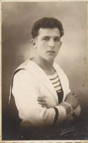 Navy uniform young man souvenir photo postcard