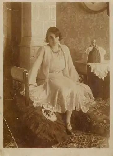 Elegant woman vintage photo postcard fancy dress