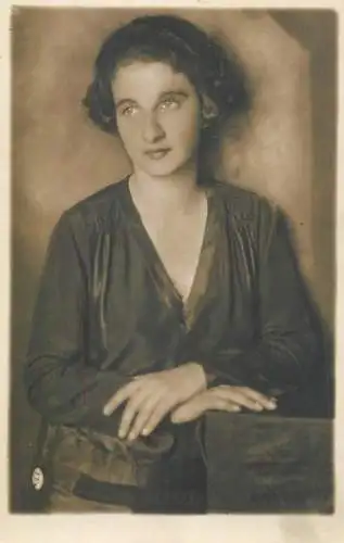 Beauty lady posing portrait vintage souvenir photo postcard