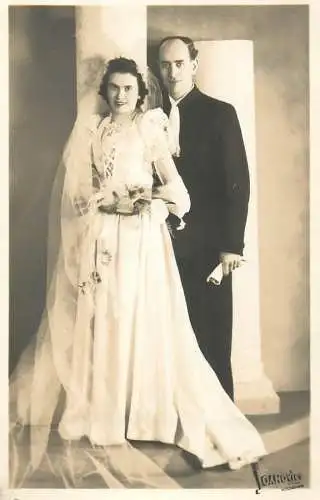 Marriage souvenir photo postcard bride & groom wedding studio Joanovics Kolozsvar