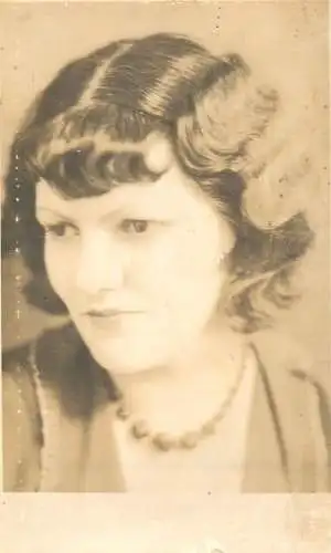 Woman portrait souvenir photo postcard 1935