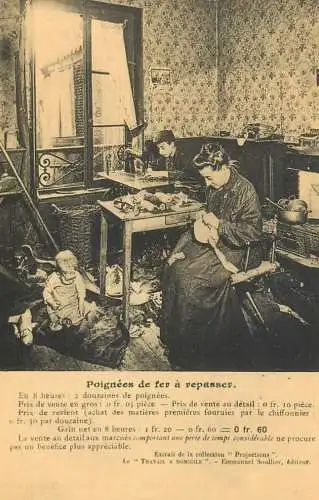 France reedition de carte postale ancienne Poignees de fer a repasser