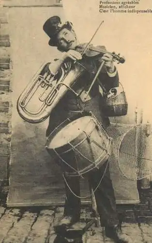 France reedition de carte postale ancienne musician