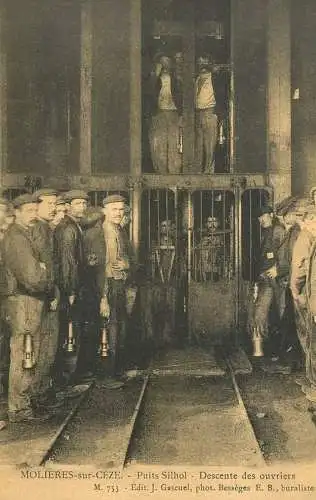 France reedition de carte postale ancienne Molieres sur Creze miners