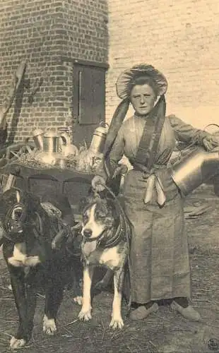 France reedition de carte postale ancienne woman and dogs