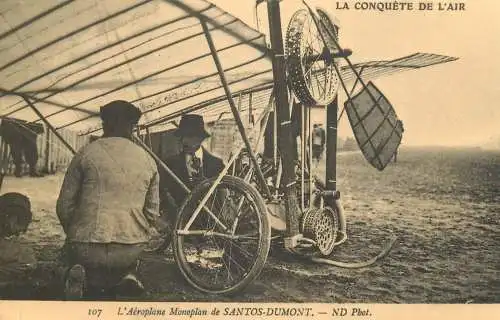 France reedition de carte postale ancienne aeroplane Santos Dumont