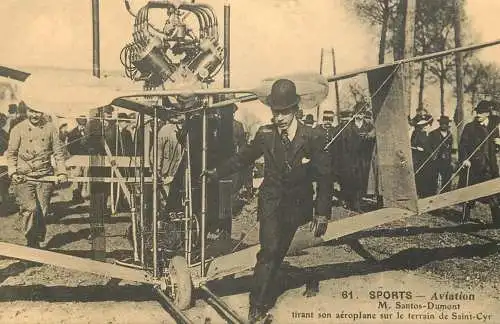 France reedition de carte postale ancienne sports aviation M. Santos Dumont