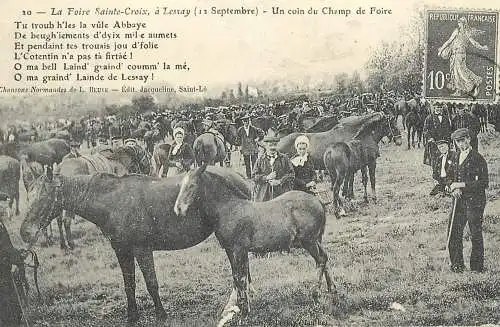 France carte d`autrefois Normandie champ de foire a Lessay