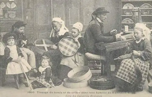 France carte d`autrefois tissage de tamis