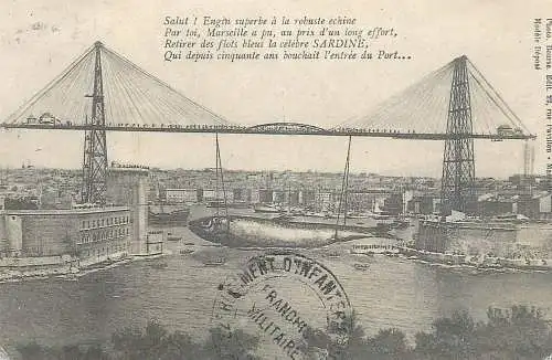 France carte d`autrefois Marseilles transbordeur bridge