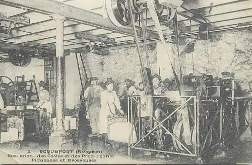 France carte d`autrefois Roquefort factory scene