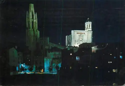 Spain Gerona vista Nocturna de la catedral