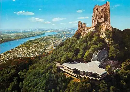 Germany Konigswinter am Rhein Ruine Drachenfels mit neuem Restaurant