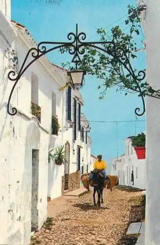 Spain Mijas (Malaga) Costa del Sol calle tipica hombre montando un burro
