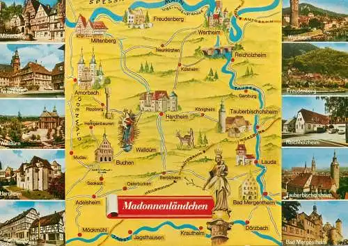 Germany Madonnenlandchen map and several views souvenir
