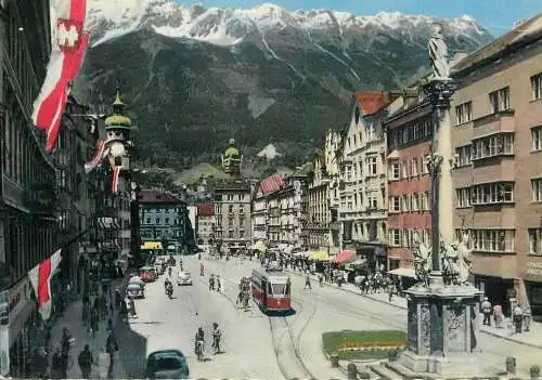 Austria Innsbruck Tirol Maria Theresienstrasse gegen Nordkette tramway
