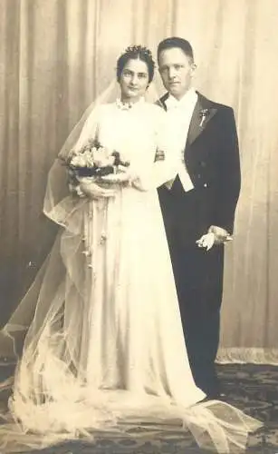 Romania social history souvenir photo postcard wedding bride groom