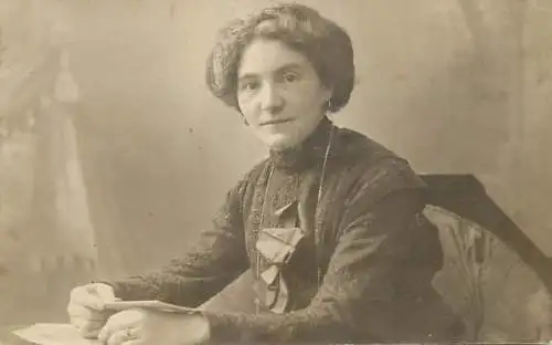 Romania social history souvenir photo postcard lady elegance Sibiu