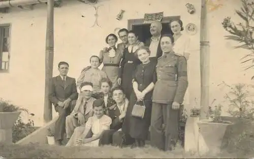 Romania social history souvenir photo postcard family and soldier uniform