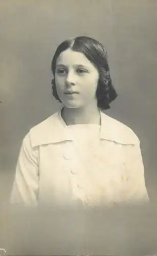 Romania social history souvenir photo postcard young girl white dress