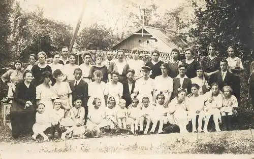 Romania social history souvenir photo postcard group photo in nature