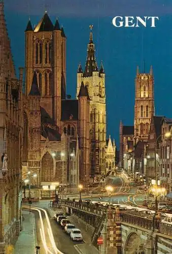 Belgium Gent Sint Nikolaaskerk vue de nuit