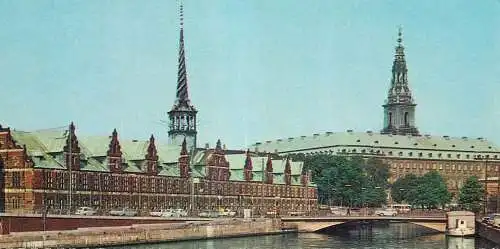 Denmark Copenhagen The Stock Exchange and Christiansborg Palace