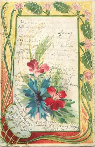 Flower bouquet greetings postcard
