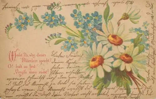 Floral motif greetings postcard