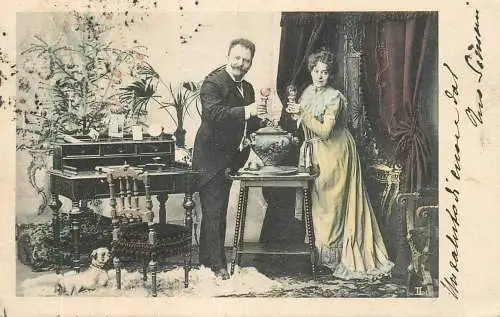 Elegant couple holiday toast fancy card