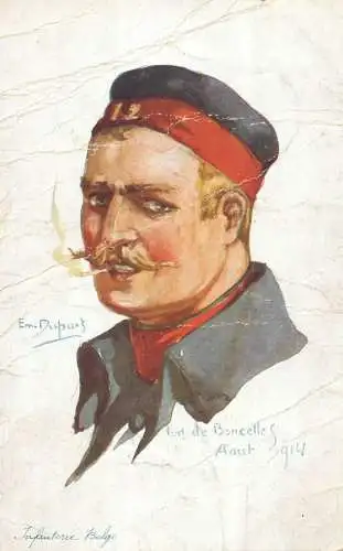 Belgium Military Infantry de Boncelle signed card Em. Dupurs