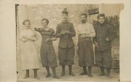 Soldiers in uniform military postcard group photo
