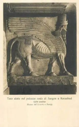 Toro alato nel palazzo reale di Sargon a Korsabad (arte assira) Museo del Louvre a Parigi
