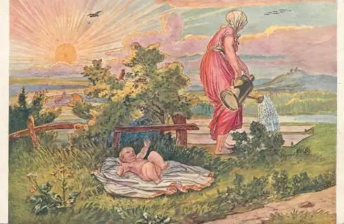 Artist fine art postcard Jos. Manes die lerche