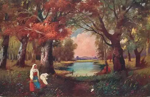 Artist fine art postcard C. Jandl w lesie