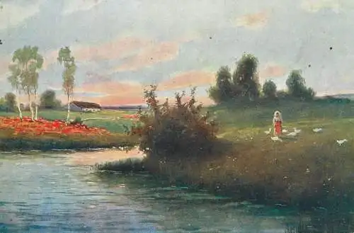 Artist fine art postcard B. Semilk summer landscape