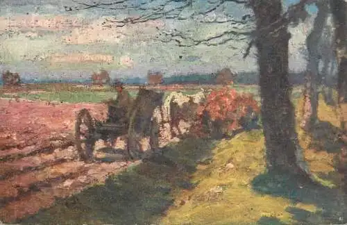 Artist fine art postcard L. Kuba in the field