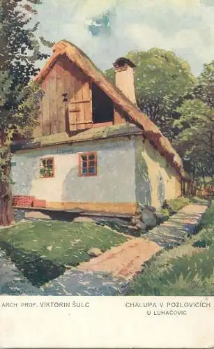 Artist fine art postcard Viktorin Sulc Chalupa Pozlovicich