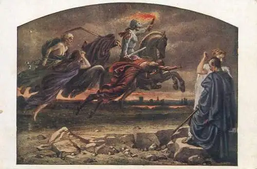 Artist fine art postcard A. Grottger war scene