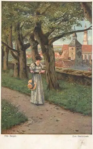 Artist fine art postcard Fritz Bergen zum Stelldicheln