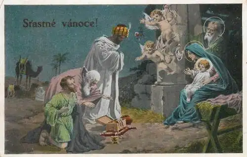 Artist fine art postcard Stastne vanoce