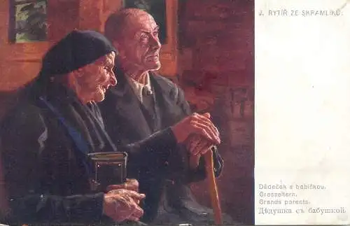 Artist fine art postcard J. Rytir ze Skramliku grands parents